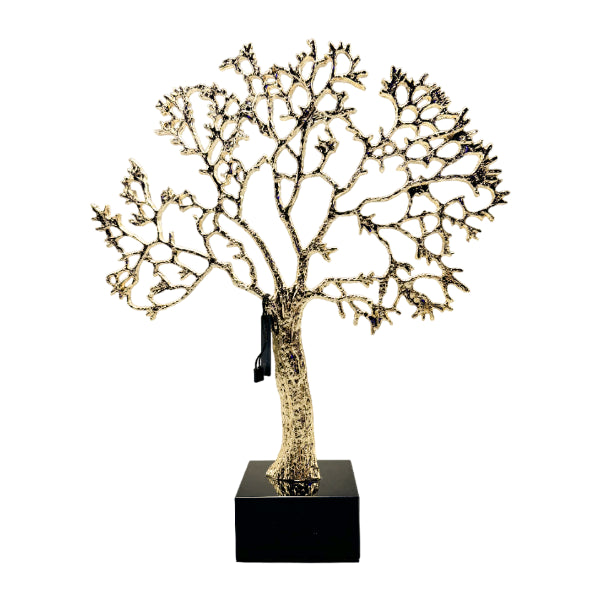 Metal Golden tree Black Marbel Base