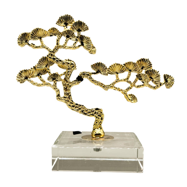 Antique Design Crystal Base Gold Metal Tree