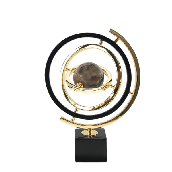 Globes World Globe Spinning Ball Black Marbel Base Gold Metal Globe