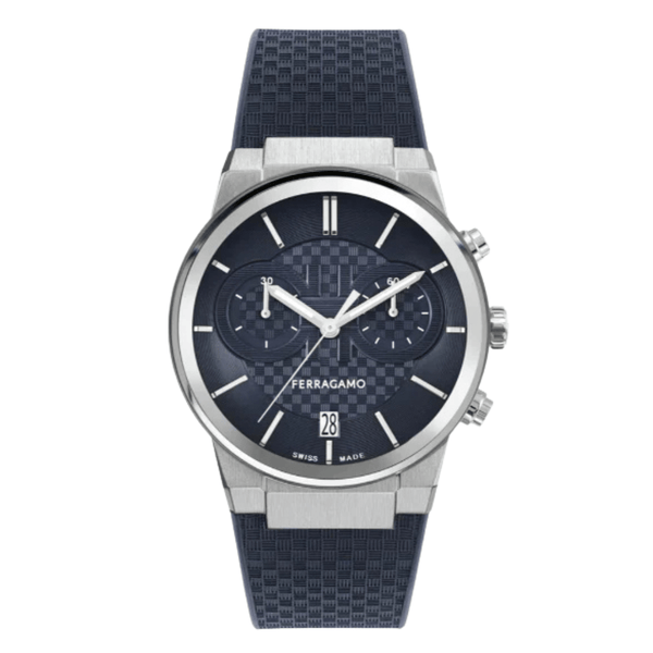 Salvatore Ferragamo Sapphire Blue Silicone Strap Blue Dial Chronograph Quartz Watch for Gents - ME00923