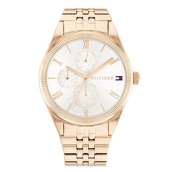 Tommy Hilfiger Monica Rose Gold Stainless Steel Silver Dial Quartz Watch for Ladies - 1782593