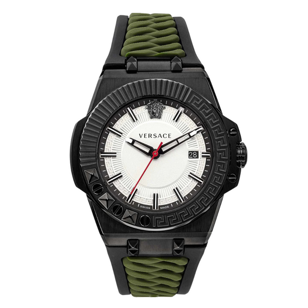 Versace Chain Reaction Black Silicone Strap White Dial Quartz Watch for Gents - VEDY00419