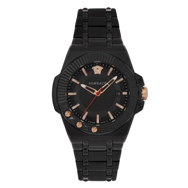 Versace Chain Reaction Black Stainless Steel Black Dial Quartz Watch for Gents - VEDY00719