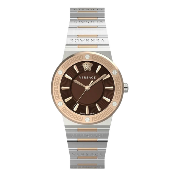 Versace Grace Two-tone Stainless Steel Brown Dial Quartz Watch for Ladies - VEVH01220