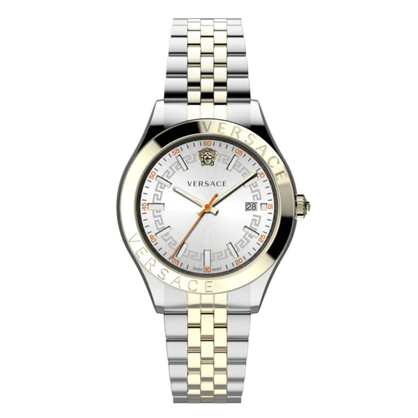 Versace Hellenyium Two-tone Stainless Steel Silver Dial Quartz Watch for Gents - VEVK01121