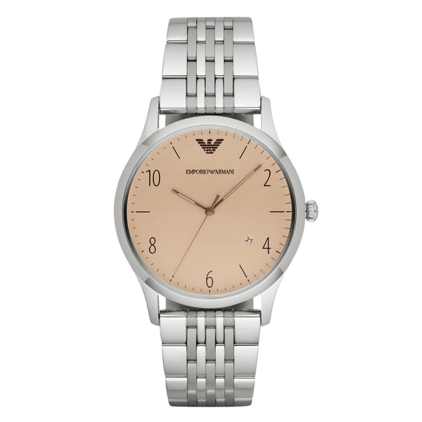 Emporio Armani Classic Silver Stainless Steel Cream Dial Quartz Watch for Gents - AR1881