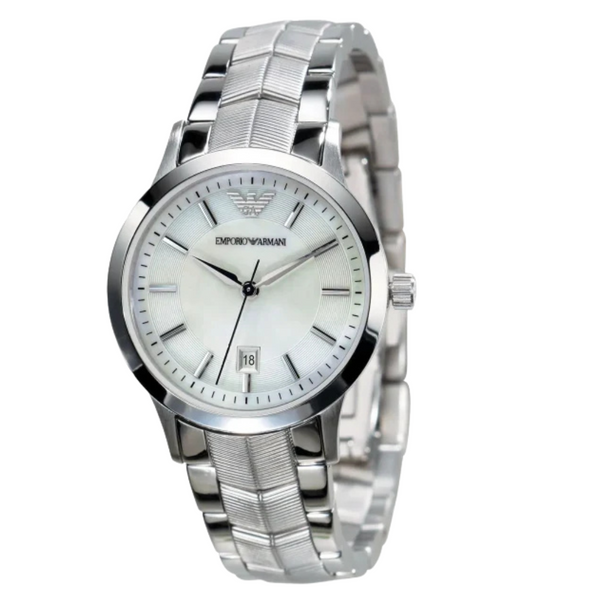 Emporio Armani Silver Stainless Steel Silver Dial Quartz Watch for Ladies - AR2416