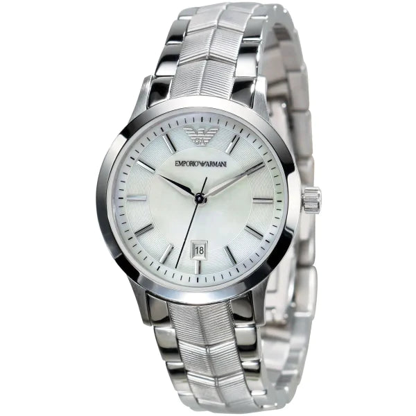 Emporio Armani Silver Stainless Steel Silver Dial Quartz Watch for Ladies - AR2416