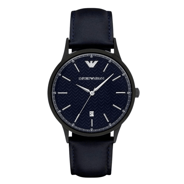 Emporio Armani Renato Dark Blue Leather Strap Dark Blue Dial Quartz Watch for Gents - AR2479
