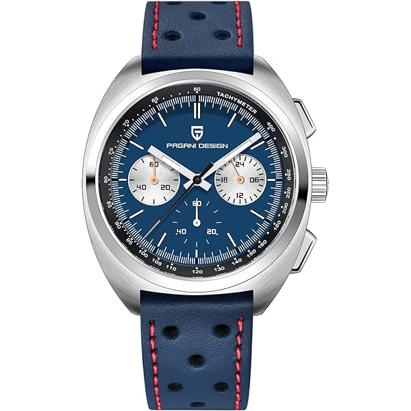 Pagani Design Blue Leather Strap Blue Dial Chronograph Quartz Watch for Gents - PD1782