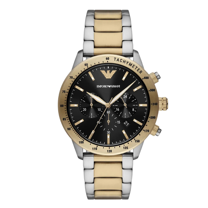 Buy Emporio Armani Mario Two-tone Stainless Steel Black Dial ...