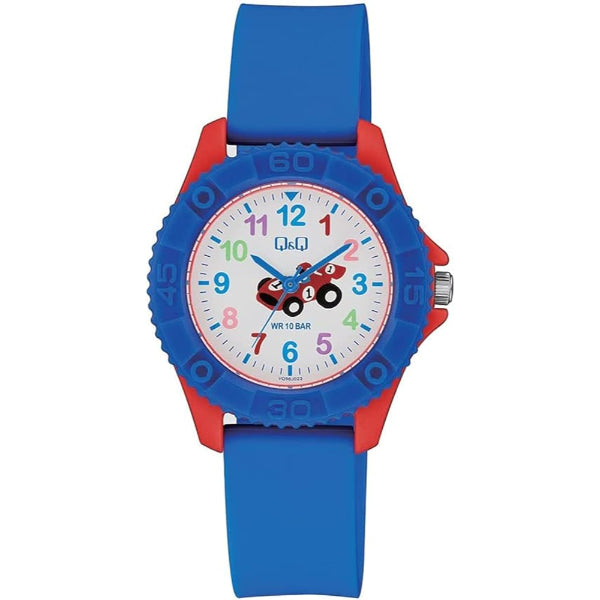 Q&Q Blue Resin Strap White Dial Quartz Watch for Kids - VQ96J023Y