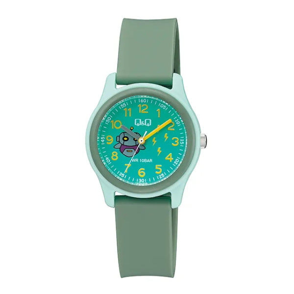 Q&Q Green Resin Strap Green Dial Quartz Watch for Kids - VS59J006Y