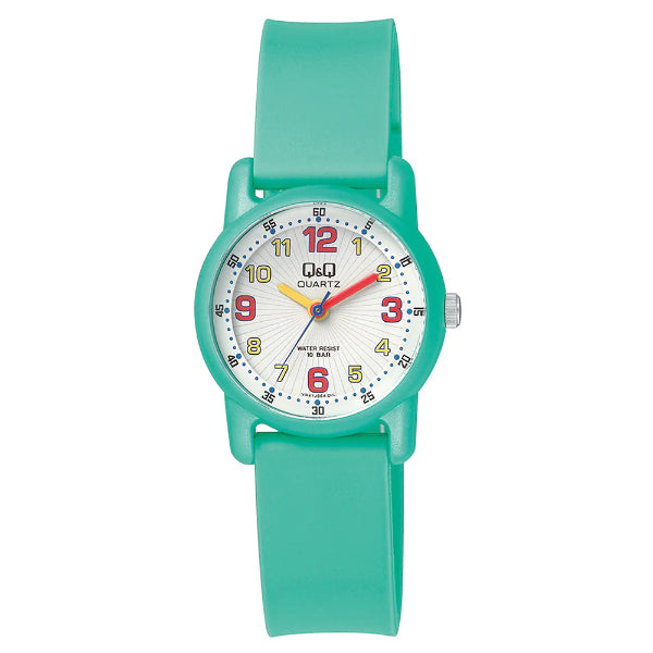 Q&Q Green Resin Strap White Dial Quartz Watch for Kids - VR41J004Y