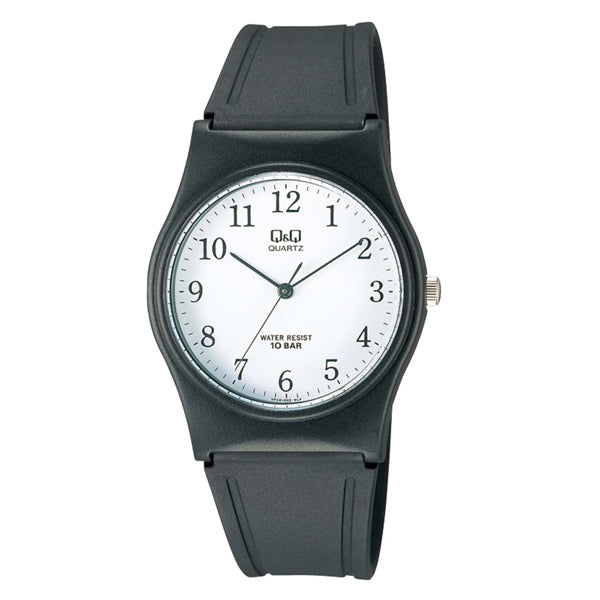 Q&Q Black Resin Strap White Dial Quartz Watch for Unisex - VP34J002Y