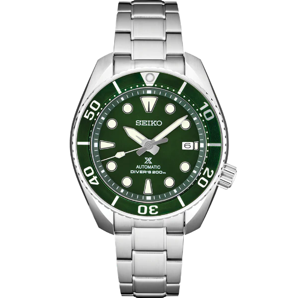 Seiko Sumo Diver Silver Stainless Steel Green Dial Automatic Watch for Gents - SPB103J1