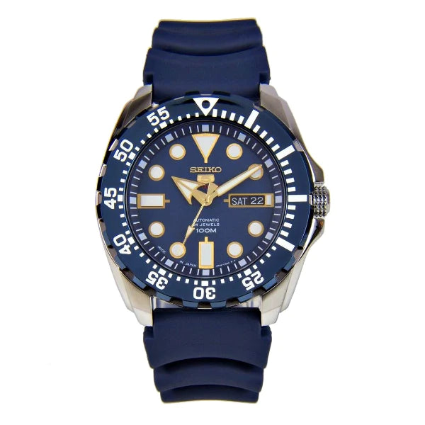 Seiko 5 Blue Silicone Strap Blue Dial Automatic Watch for Gents - SRP605J2
