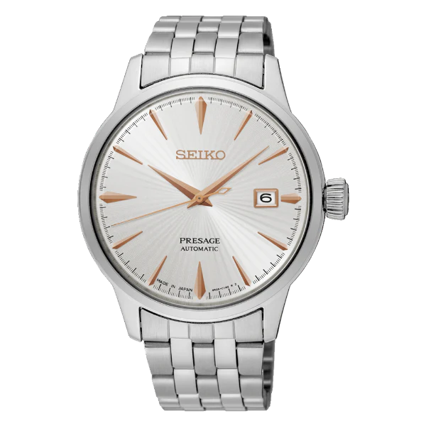 Seiko Presage Silver Stainless Steel White Dial Automatic Watch for Gents - SRPB47J1