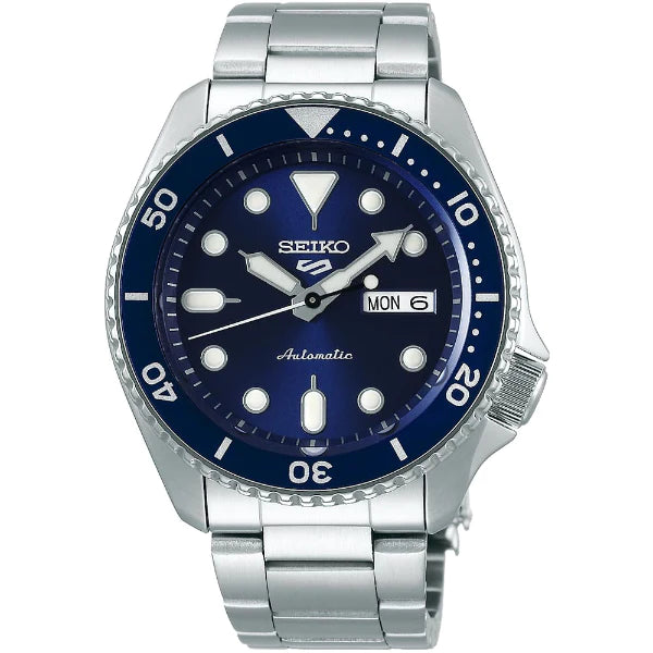 Seiko 5 Sports Silver Stainless Steel Blue Dial Automatic Watch for Gents - SRPD51K1