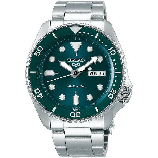 Seiko 5 Sports Silver Stainless Steel Green Dial Automatic Watch for Gents - SRPD61K1