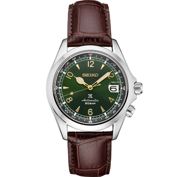Seiko Prospex Brown Leather Strap Green Dial Automatic Watch for Gents - SPB121J1