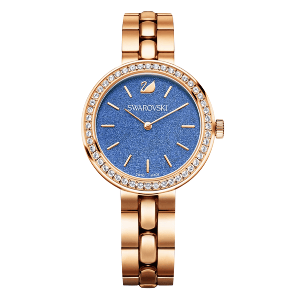 Swarovski Daytime Rose Gold Stainless Steel Blue Dial Quartz Watch for Ladies - 5182277