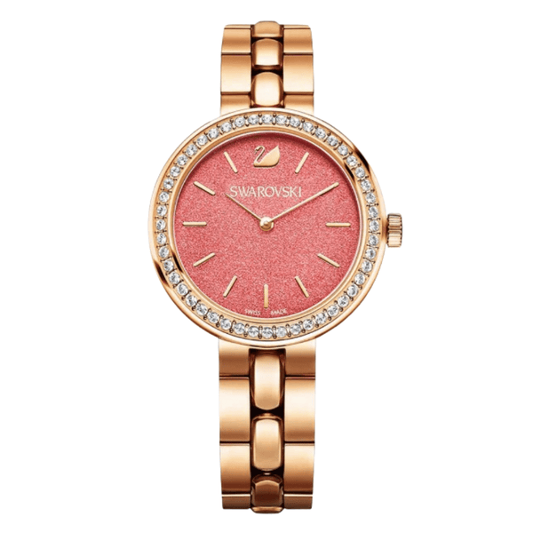 Swarovski Daytime Rose Gold Stainless Steel Pink Dial Quartz Watch for Ladies - 5182250