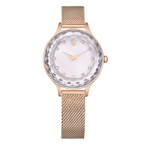 Swarovski Octea Nova Rose Gold Mesh Bracelet Silver Dial Quartz Watch for Ladies - 5650011