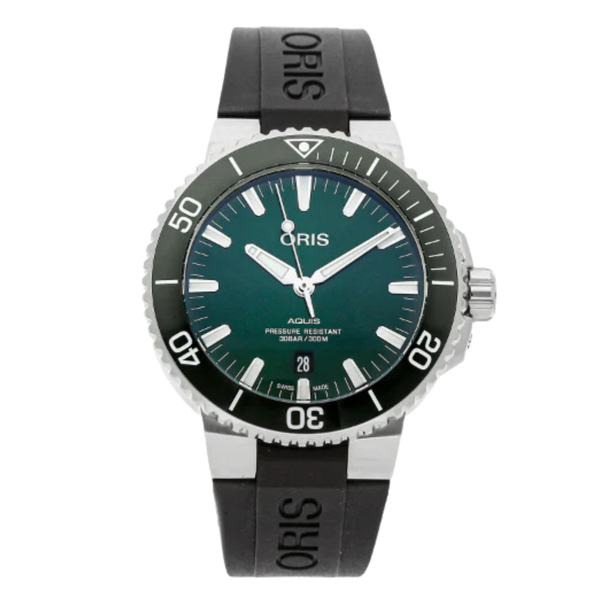 Oris Aquis Black Silicone Strap Green Dial Automatic Watch for Gents - 0173377304157-0742464EB
