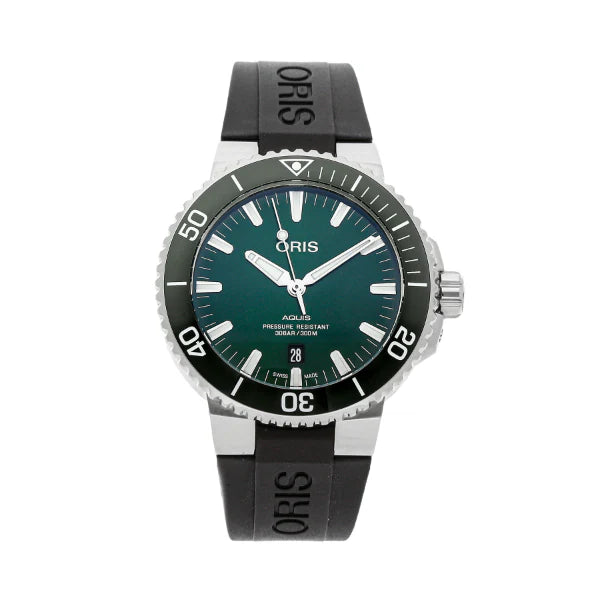 Oris Aquis Black Silicone Strap Green Dial Automatic Watch for Gents - 0173377304157-0742464EB