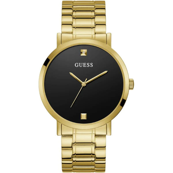 Guess Supernova Gold Stainless Steel Black Dial Quartz Watch for Gents - W1315G2