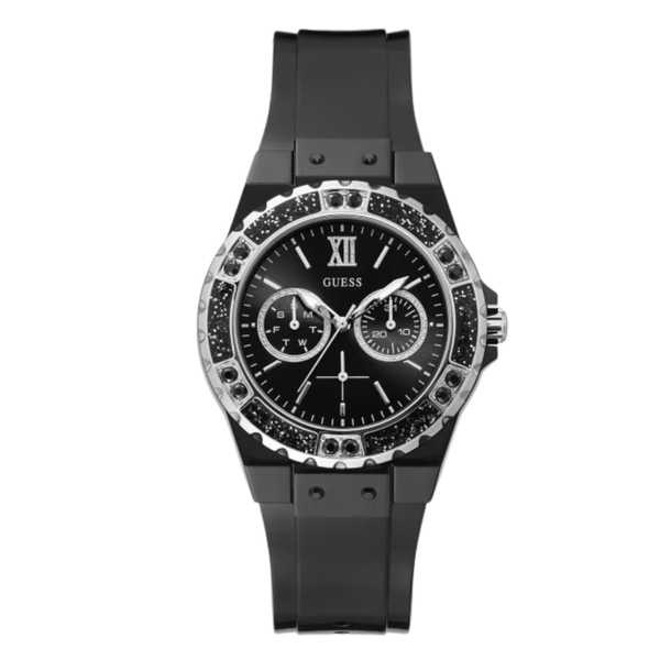Guess Black Silicone Strap Black Dial Quartz Watch for Ladies - GW0041L5