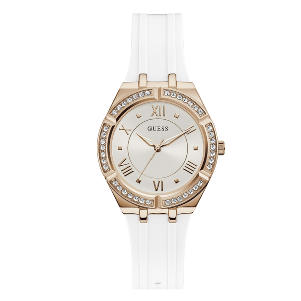 Guess White Silicone Strap White Dial Quartz Watch for Ladies - GW0034L2