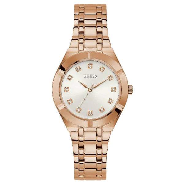 Guess Rose Gold Stainless Steel White Dial Quartz Watch for Ladies - GW0114L3