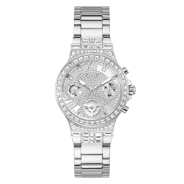 Guess Moonlight Silver Stainless Steel Silver Dial Quartz Watch for Ladies - GW0320L1