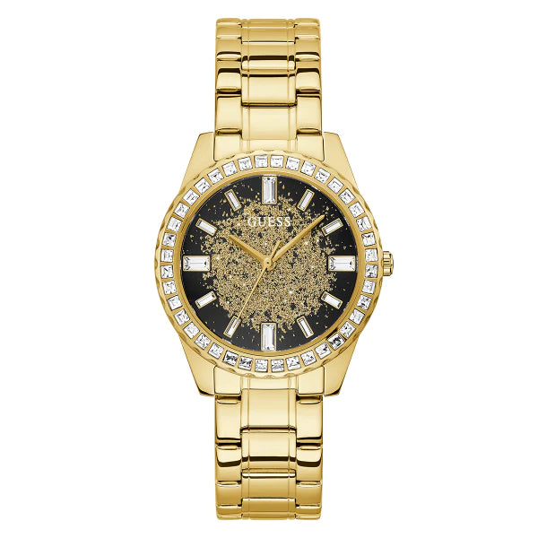 Guess Glitter Burst Gold Stainless Steel Gold Dial Quartz Watch for Ladies - GW0405L2