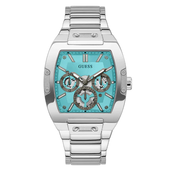 Guess Phoenix Silver Stainless Steel Blue Dial Quartz Watch for Gents - GW0456G4