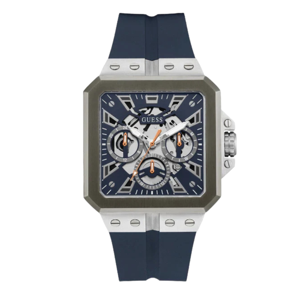 Guess Leo Blue Silicone Strap Blue Dial Quartz Watch for Gents - GW0637G1