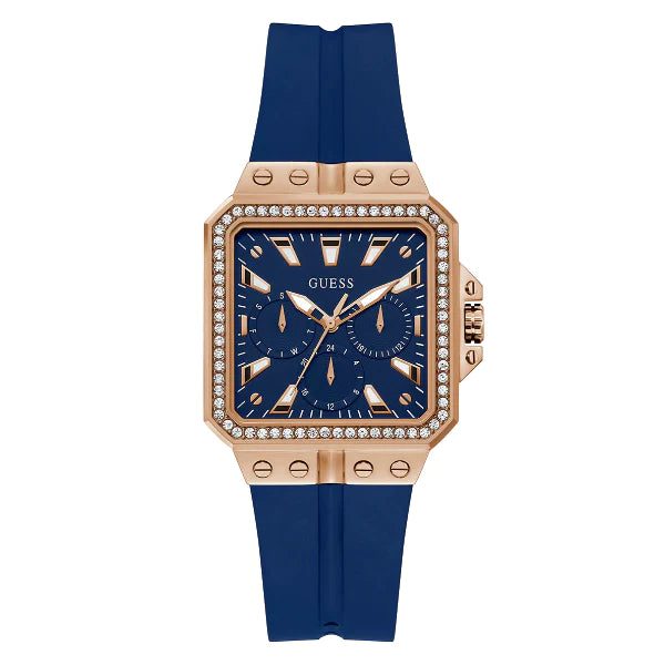 Guess Libra Blue Silicone Strap Blue Dial Quartz Watch for Ladies - GW0618L2