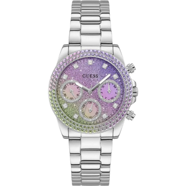 Guess Sol Silver Stainless Steel Multicolor Dial Quartz Watch for Ladies - GW0483L1
