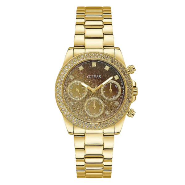 Guess Sol Gold Stainless Steel Gold Dial Quartz Watch for Ladies - GW0483L2
