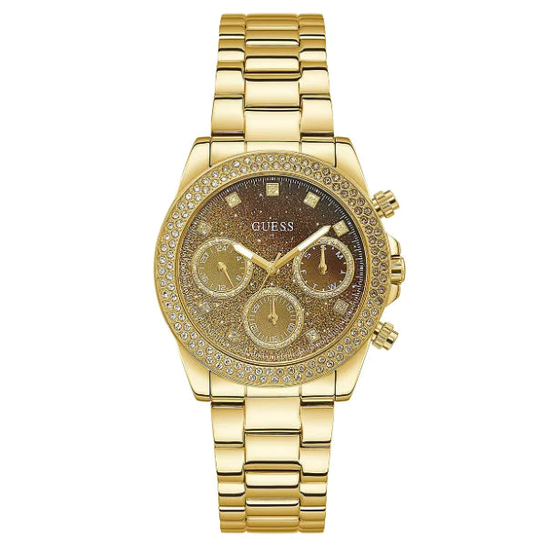Guess Sol Gold Stainless Steel Gold Dial Quartz Watch for Ladies - GW0483L2