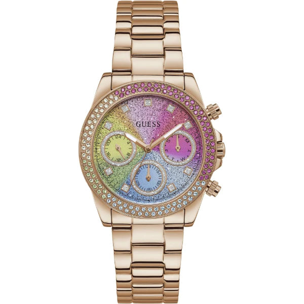 Guess Sol Rose Gold Stainless Steel Multicolor Dial Quartz Watch for Ladies - GW0483L3
