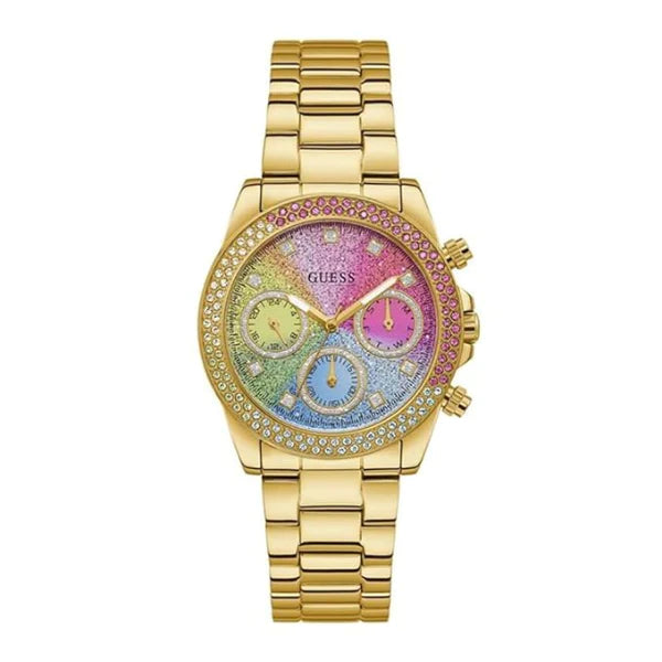 Guess Sol Gold Stainless Steel Multicolor Dial Quartz Watch for Ladies - GW0483L4