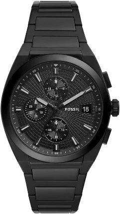 Fossil Everett Black Stainless Steel Black Dial Chronograph Quartz Watch for Gents - FS5797