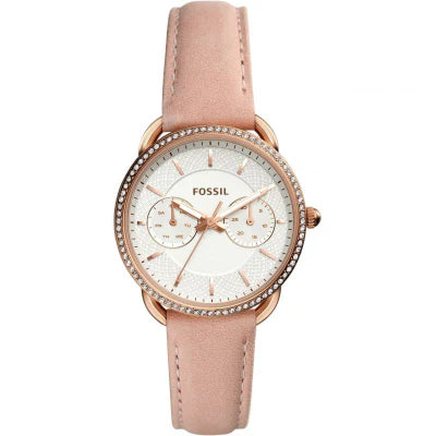 Fossil Tailor Nude Leather Strap Silver Dial Quartz Watch for Ladies - ES4393