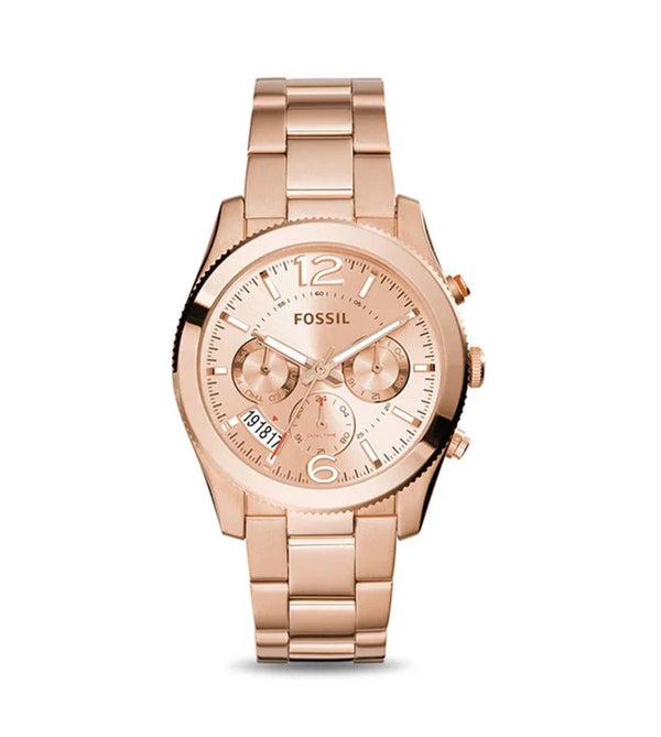 Fossil Perfect Boyfriend Rose Gold Stainless Steel Rose Gold Dial Quartz Watch for Ladies - ES3885