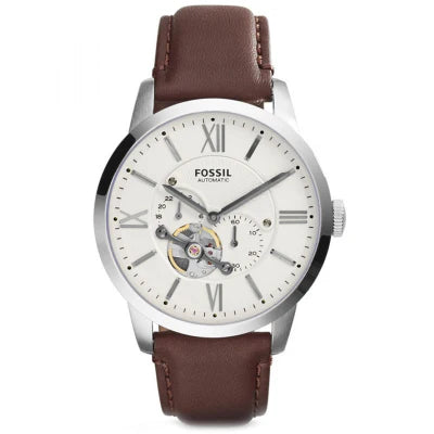 Fossil Townsman Brown Leather Strap Cream Dial Automatic Watch for Gents - ME3064