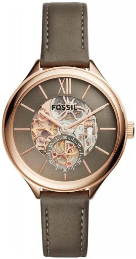 Fossil Brown Leather Strap Brown Dial Automatic Watch for Ladies - BQ3265