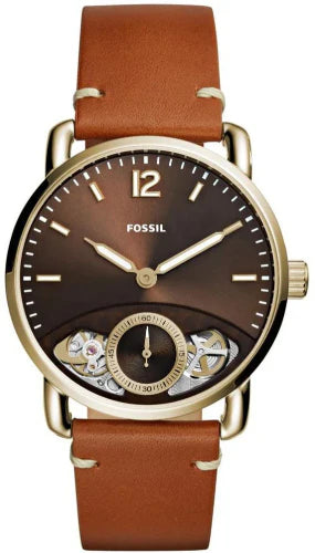 Fossil The Commuter Twist Brown Leather Strap Brown Dial Automatic Watch for Gents - ME1166